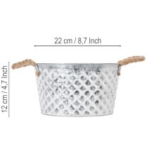 položky Zinková miska, dekorativní miska, kovová s lanovou rukojetí, Ø22cm V12cm