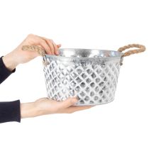 položky Zinková miska, dekorativní miska, kovová s lanovou rukojetí, Ø22cm V12cm