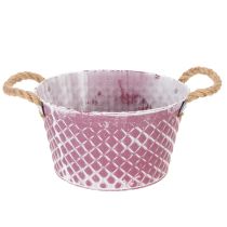 položky Zinková miska, diamantový tvar s lanovými úchyty, fialová a bíle lakovaná, Ø24,5 cm V14 cm