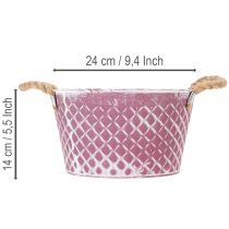 položky Zinková miska, diamantový tvar s lanovými úchyty, fialová a bíle lakovaná, Ø24,5 cm V14 cm