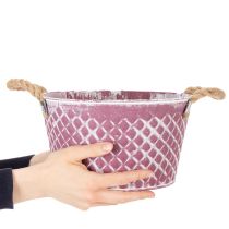 položky Zinková miska, diamantový tvar s lanovými úchyty, fialová a bíle lakovaná, Ø24,5 cm V14 cm