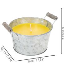 položky Citronelová venkovní svíčka v kbelíku: Atmosférické osvětlení a repelent proti hmyzu, 15 cm