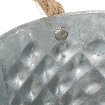 položky Oválná zinková miska s lanovými úchyty, 27 cm x 17,5 cm, V 12 cm