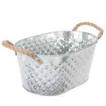 položky Oválná zinková miska s lanovými úchyty, 27 cm x 17,5 cm, V 12 cm