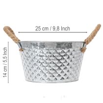 položky Kulatá zinková miska s lanovými úchyty Ø25cm V14cm