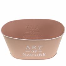 položky Květinová mísa oválný zinkový starorůžový květináč 27×18cm V12,5cm