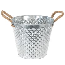 položky Zinkový hrnec, tvar diamantu, s lanovými úchyty, bíle natřený, Ø24,5 cm V21 cm