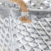 položky Zinkový hrnec, tvar diamantu, s lanovými úchyty, bíle natřený, Ø24,5 cm V21 cm