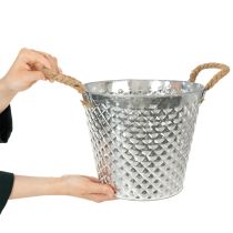 položky Zinkový hrnec, tvar diamantu, s lanovými úchyty, bíle natřený, Ø24,5 cm V21 cm
