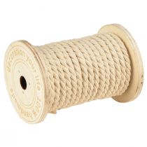 položky Bavlněná šňůra dekorativní šňůra krémová Ø5mm dřevěná cívka po 7m 2 kusy