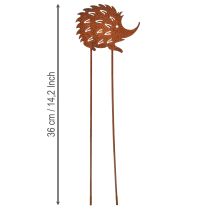 položky Zahradní kolík na ježek rezavý kovový patinovaný 10x8,5cm 6 ks