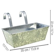 položky Květinový truhlík s držákem, balkonový, kovový, 35x15cm, V13cm