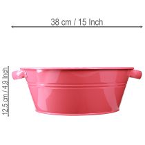 položky Růžová kovová květinová mísa s uchy, kulatá, Ø33,5 cm
