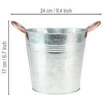 položky Kovový květináč s úchyty, dekorativní kyblík, Ø16cm V15cm