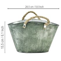 položky Květináč s uchy, taška, kov, juta, 24,5×17×15,5 cm