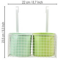 položky Závěsný kovový květináč, zelený, dekorace na balkon, D22 cm V23,5 cm