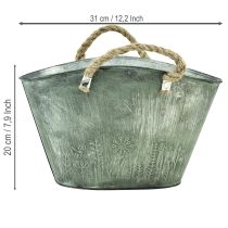 položky Květináč s jutovými úchyty, kovová kabelka, 31×20×17cm