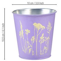 položky Kovový květináč, květináč, fialové květy, Ø10cm V10,5cm