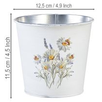 položky Kovový květináč, květináč, bílý, výška 12,5 cm, výška 11,5 cm