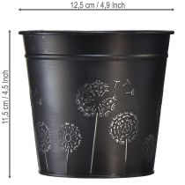 položky Černo-stříbrný květináč, kovový květináč, Ø12,5 cm V11,5 cm