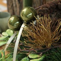 položky Skleněné vánoční ozdoby, lesklé, v olivově a stříbrošedé barvě, 5 cm, 24 kusů