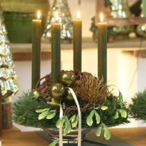 položky Skleněné vánoční ozdoby, lesklé, v olivově a stříbrošedé barvě, 5 cm, 24 kusů