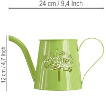 položky Dekorativní kovová konev na zalévání, motiv pampelišky, zelená, výška 12 cm, 2 kusy, dekorativní váza, shabby chic