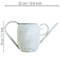 položky Dekorativní konev na zalévání, vintage kovová, bílomodrá, 32x11x18cm, dekorativní doplněk