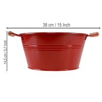 položky Dekorativní miska s uchy, kovová květinová mísa, červená, Ø29cm, V14,5cm