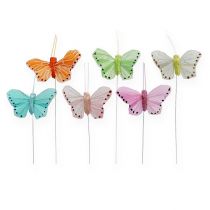 položky Peříčkoví motýlci na drátě, barevní 5,5cm 24ks