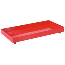položky Dekorativní podnos obdélníkový červený kovový podnos s nožičkami 30×15cm