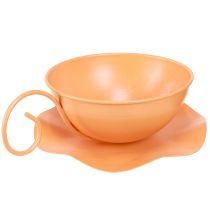 položky Dekorativní hrnek Ø16cm V9cm s kovovým talířem, oranžový, 2 kusy