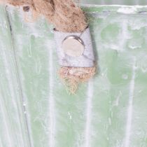 položky Dekorativní květináč, kovový kyblík na sázení, květináč s uchy, růžovo-zeleno-žlutý shabby chic Ø15cm V13cm 3dílná sada