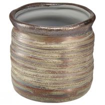 položky Dekorativní květináč keramický metalíza hnědošedý 10,5×10cm 2ks