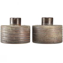 položky Dekorativní váza keramická keramická váza hnědá modrá šedá 12x10,5cm 2ks