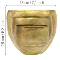 položky Dekorativní vázy s mosazným vzhledem, kovové vázy Ø18/15/12,5 cm, sada 3 kusů