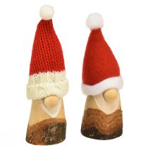 položky Dekorativní trpaslík dřevěný vánoční trpaslík s kloboukem červený přírodní 10/12cm 4ks