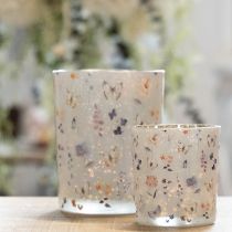 položky Dekorativní skleněná lucerna s motýlím motivem pro stylové bytové doplňky, 8 cm, 4 kusy