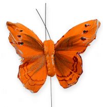 položky Ozdobný motýl na drátě oranžový 8cm 12ks