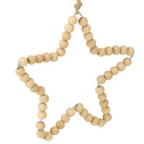 položky Vánoční ozdoby: dřevěné korálky, srdce, hvězda, stromeček, výška 13 cm, 6 kusů