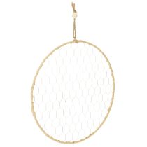 položky Dekorativní kovový prsten Ø38cm, závěsná dekorace, rafie, stříbrná, přírodní, boho nástěnná dekorace, všestranné zdobení, 4 kusy