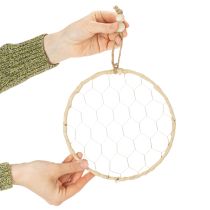 položky Dekorativní kovové závěsné kroužky z rafie, Ø20cm, 4 kusy, boho nástěnná dekorace, dekorace na okno