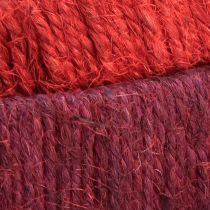 položky Ozdobný prsten jutová ozdobná smyčka červená tmavě červená 4cm Ø30cm 2ks