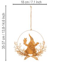 položky Vánoční ozdobný prsten, sob v prstenu, Santa Claus s dárkem, kovová dekorace, rezavý povrch, Ø18cm, sada 2 kusů
