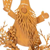 položky Vánoční ozdobný prsten, sob v prstenu, Santa Claus s dárkem, kovová dekorace, rezavý povrch, Ø18cm, sada 2 kusů