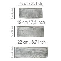 položky Dekorativní kovová miska, oválná, šedá, D 22,5/19,5/16 cm, sada 3 kusů