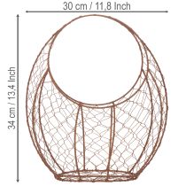 položky Drátěný koš, kovový květináč, jarní dekorace, velikonoční koš, hnědý, rezavý povrch, V34cm D30cm