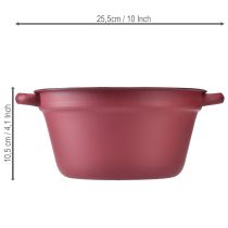 položky Kovový kbelík s uchy, dekorativní vanička na rostliny, červená, Ø20,5 cm, V10,5 cm
