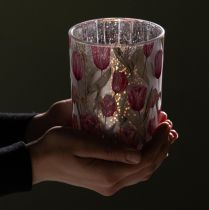 položky Elegantní lucerna s motivem tulipánů pro jarní dekoraci, 12,5 cm, 2 kusy.