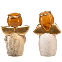 položky Dekorativní figurky andělů – krémová a bílá se zlatými akcenty, 13 cm – Nebeské zkrášlení pro váš domov – balení 2 ks